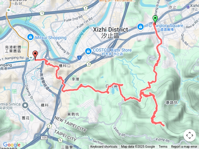 汐科車站-白匏湖山-十三份山-白雲寺-白匏湖-小南港山-南港展覽館