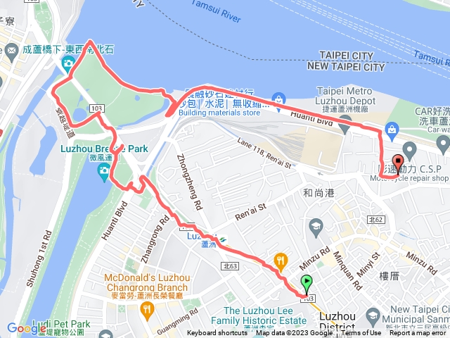 20230501  蘆洲捷運公園 三民公園 微風運河 疏左自行車道