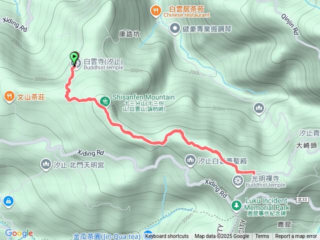 汐止白雲寺-十三份山-光明寺稜線-光明寺去回