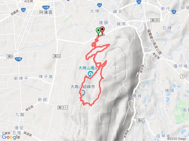 大崗山自然公園→三角公園→超峰寺