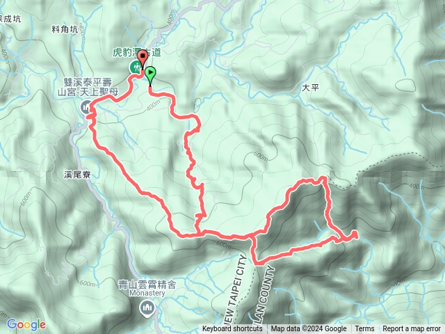 虎豹潭-竹子山古道古厝-橫山-石盤寮瀑布-壽山宮稜線-虎豹潭 8字形