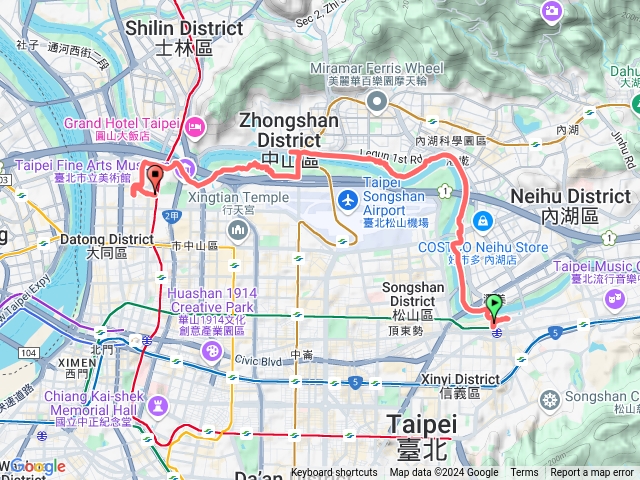 松山彩虹橋➡️基隆河➡️圓山