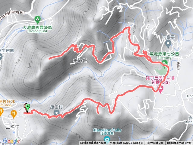 水里 二坪山水沙漣古道起登走4連峰原路返回（土地公鞍嶺➡️學子波山➡️車心崙山東北峰➡️車心崙山）