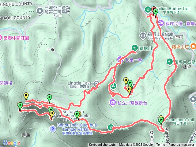 藤坪-猿山-獅山-六寮步道。8字繞。4座三角點