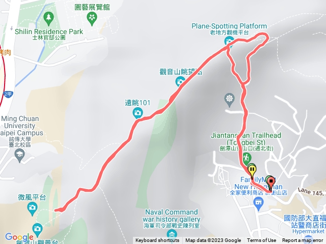 劍潭山通北街登山口原路來回