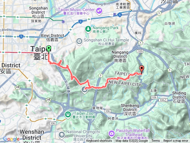 台北  象山越嶺九連峰（象山峰-獅山峰-拇指山-倒照湖山西峰-倒照湖山-大坑山西峰-大坑山-三腳木山西峰-三腳木山-福音山莊）