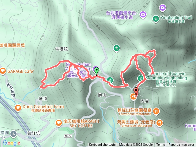 觀音山遊客中心-牛港稜山-廖添丁洞-小鷹尖-開山嶺-496峰-雙亭-變化山-凌雲尖-觀音山中繼站-硬漢嶺步道-凌雲禪寺站牌預覽圖