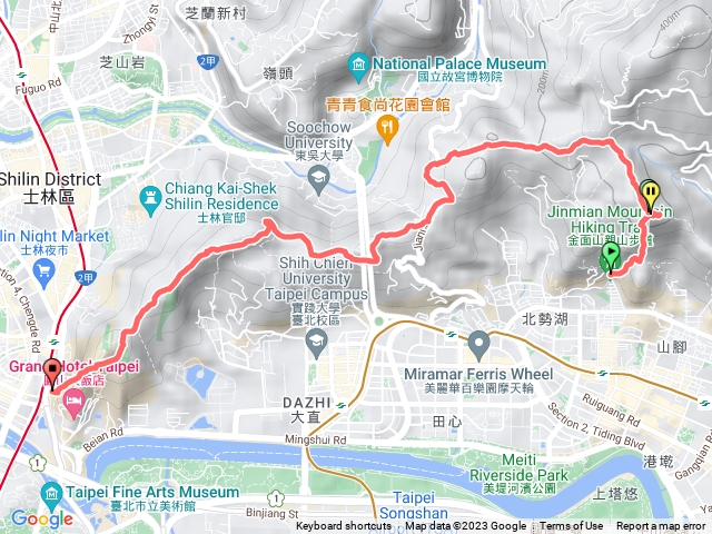 金面山到捷運劍潭站