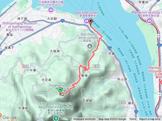 觀音山頂到八里渡船頭
