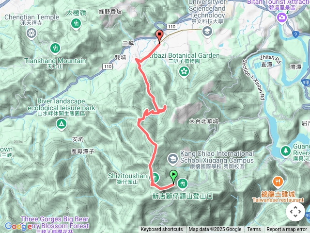 獅仔頭山到輕軌雙城站