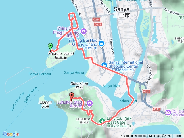 2028.03.17三亞鳳凰島到鹿回頭風景區軌跡