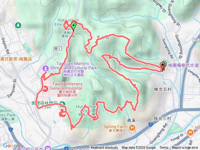 楓樹坑步道虎頭山桃園神社龜崙山環狀