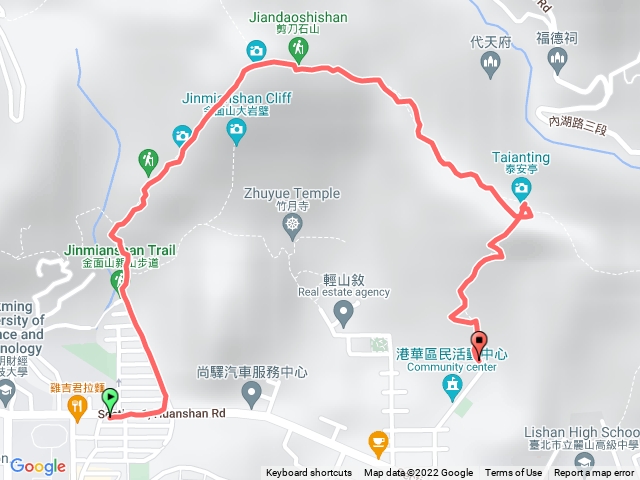 環山路一段136巷-金面山-剪刀石山-泰安亭-環山路二段68巷