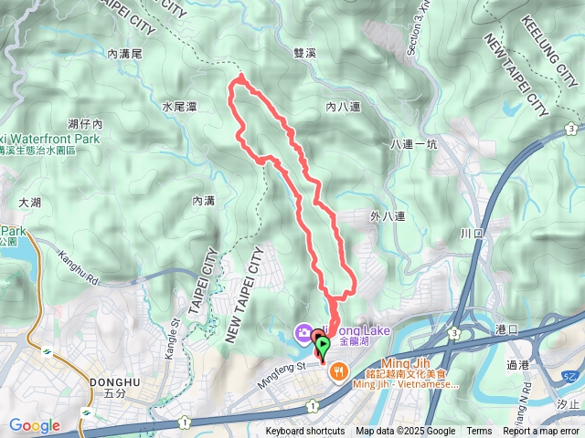 汐止-金龍湖-學頭坡山-鷹尖石-老鷲南峰-老鷲山主峰-內溝山北峰-油桐嶺-內溝山主峰-翠湖