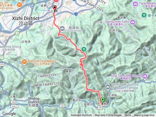 永定里-雞冠山-松柏崎山(三板橋山)-四分尾山-大尖山-汐止車站預覽圖