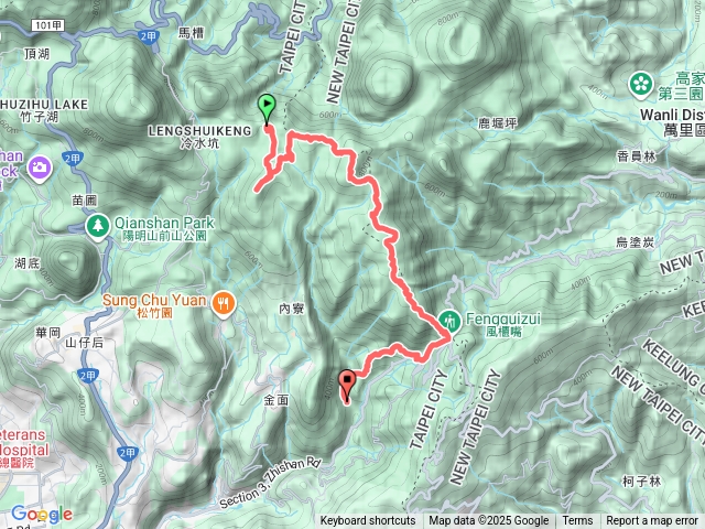 竹篙山-擎天崗山東峰-石梯嶺-杏林山-頂山-香對山-登峰圳