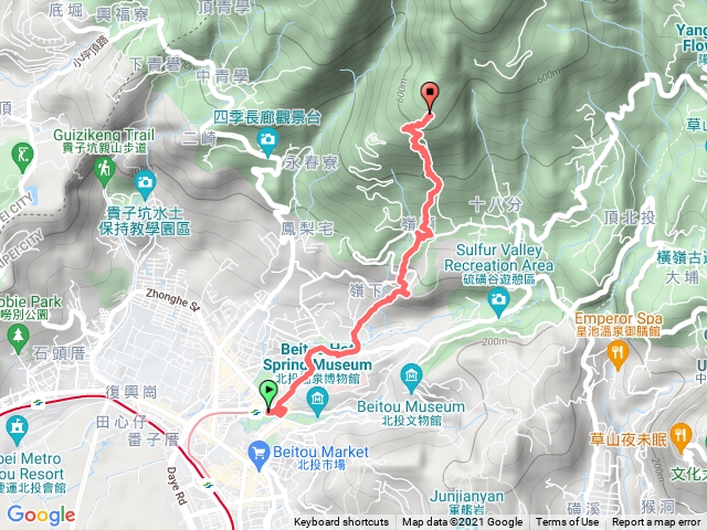 新北投捷運站到中正山觀景臺