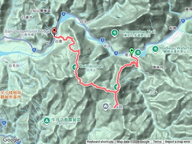 裡冷橋上山（阿冷山）-白鹿吊橋下山（白毛山）預覽圖