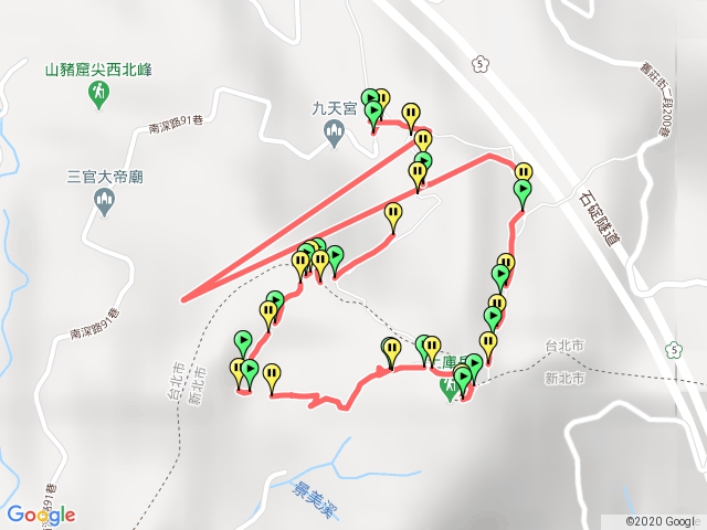 土庫岳（南深路91巷底）上，下誤闖樹林見山豬淚湖，山豬窟再下接樁萱農場回南深路91巷口