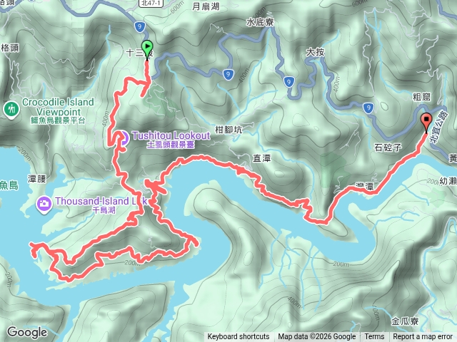十三股山>塗潭崙>馬祖林步道>永安步道>永安國小(失落的村莊)>鐵網小天橋>灣潭公車站牌