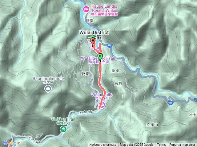 烏來環山路上停車-烏來老街-温泉路前往看瀑布原路折返回環山路