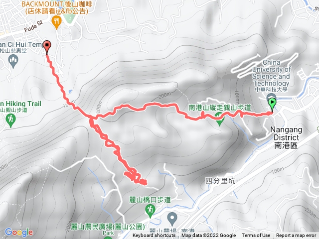 中華科大到南港山鞍部到竹筍園到南港山鞍部到北興宮