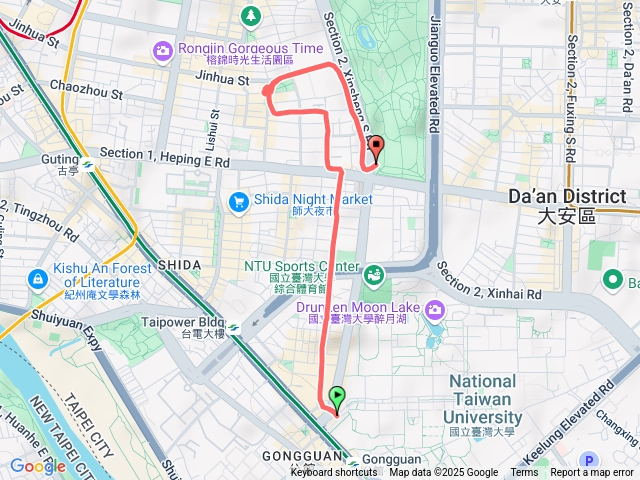 台大校園區附近到大安森林公園