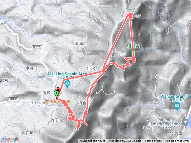 2022.05.29停車場-梅龍步道-竹仔尖山-飯包山福德祠-獵鷹尖-難山-伍龍步道-伍龍殿