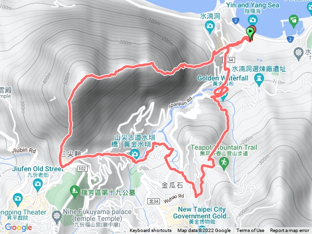 金瓜石水湳洞-黃金一稜-山尖古道-六坑斜坡索道O型線