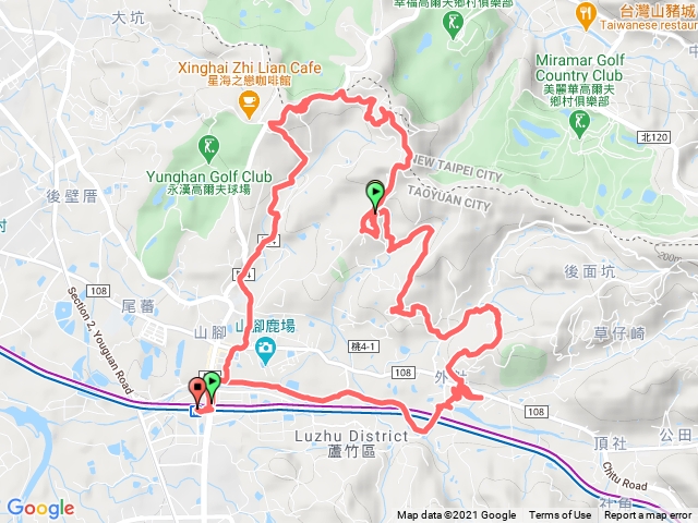 機捷山鼻站-外社輕便車站-蘆竹生命園區-簡家農場-横坑山-大古山-機捷山鼻站