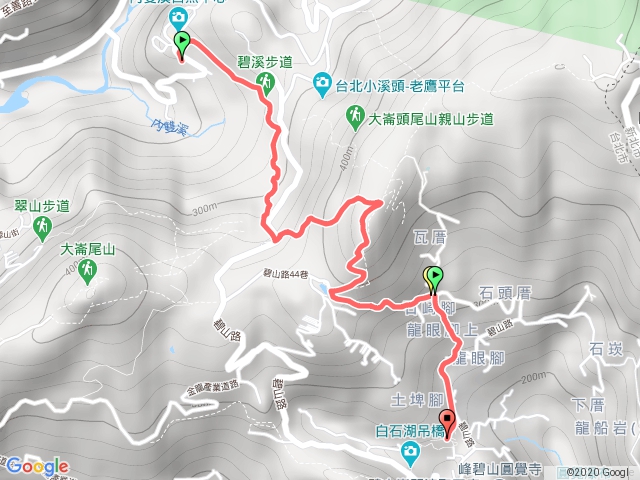 石頭厝 → 大崙尾親山步道 →  內湖白石湖