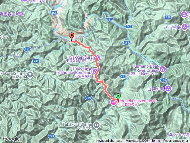熊野古道中邊路: 小雲取越 小和瀬渡し場跡(小口) - 下地橋巴士站(請川)