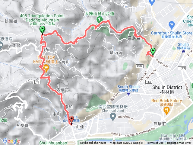 樹林車站、大同山、青龍嶺、大棟山、山佳車站