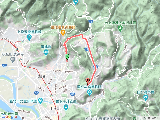 天母圖書館→猴洞產業道路→湖山→翠峰瀑布→天母古道→愛富三街