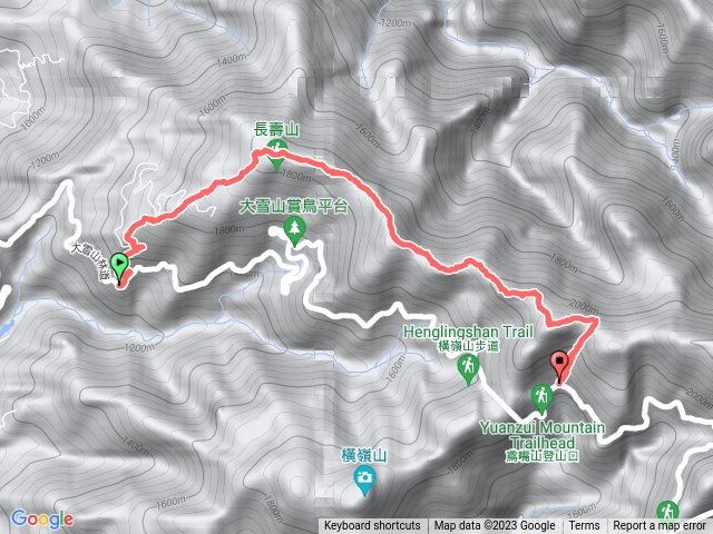 長壽山登山口入，鳶嘴稍來27.3k出