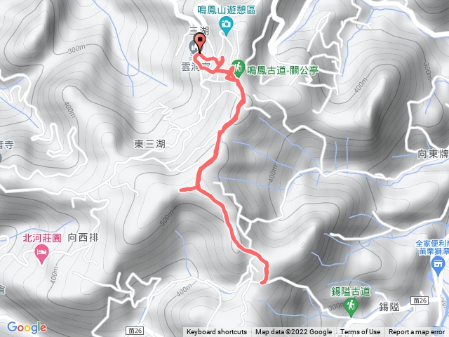 苗栗頭屋雲洞宮→南隘勇古道→三湖山→龍骨古道來回
