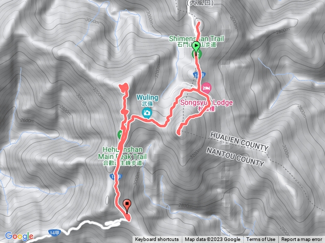 石門山-松雪樓-合歡東峰-合峰主峰-昆陽停車場