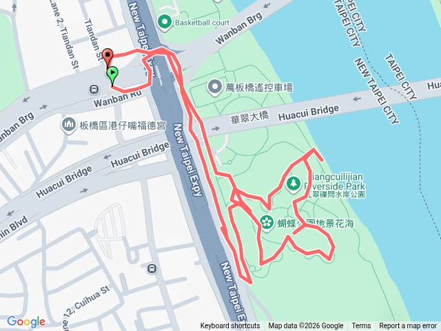 2026-05-07 江子翠蝴蝶公園花海─五福新村站→江子翠橫移門→蝴蝶公園花海→蝴蝶公園觀景平台→福翠里綠色走廊