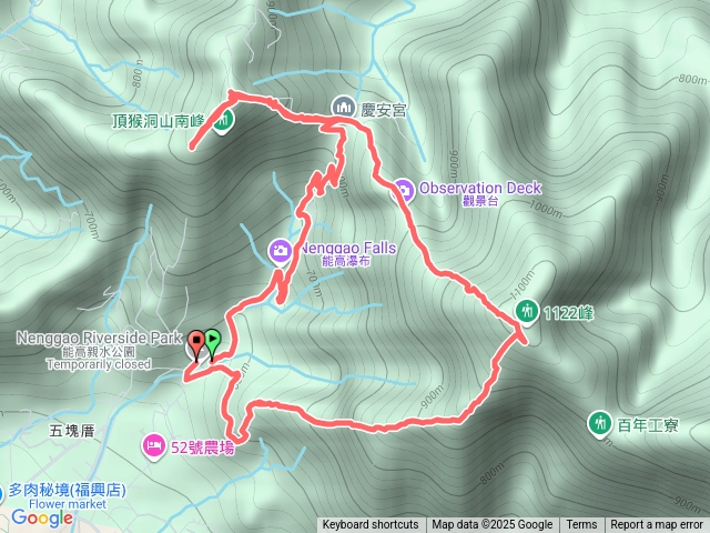 能高瀑布走頂猴洞山、西南峰、福興山西南峰、福興山西峰連走，