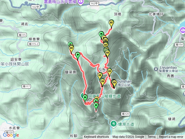 嘉義小百岳：獨立山連走奉天岩、大巃頂休息棧、觀音石山、阿拔泉山、阿拔泉山稜線步道O形一圈預覽圖