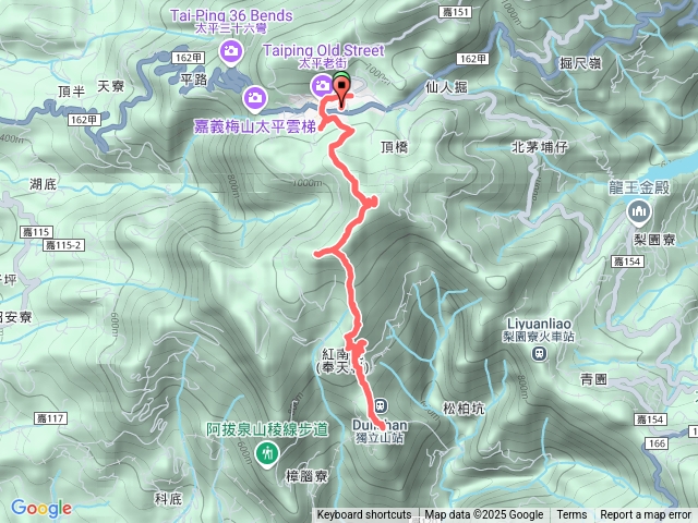 太平老街，大巃嶺，紅油坑山，奉天岩，獨立山