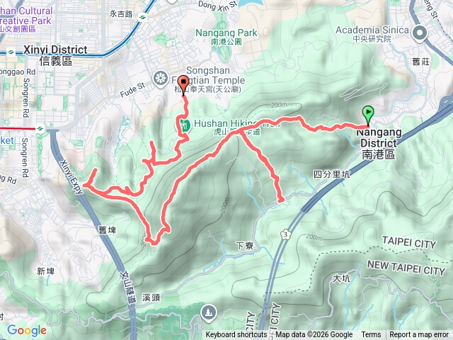 南港山縱走親山步道、麗山橋口親山步道、象山親山步道、虎山親山步道連走預覽圖