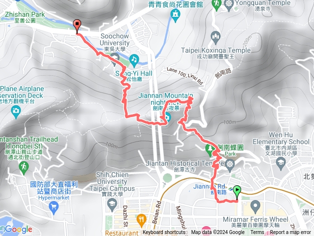 劍南路捷運站，貓九山，東吳大學