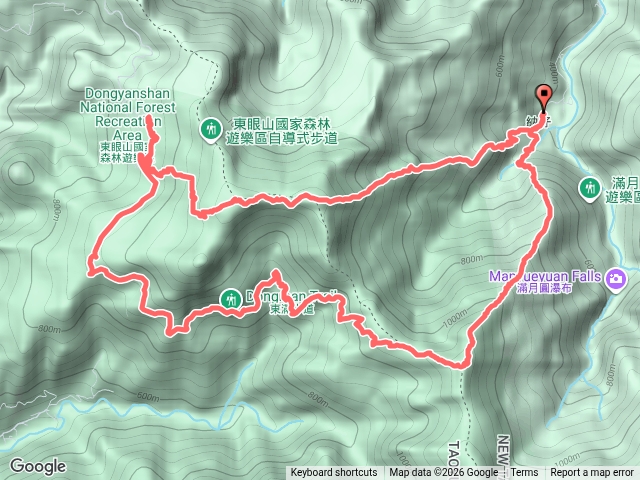 天德巷上東眼山,經東滿步道、卡外山、拉卡山回,大O形預覽圖