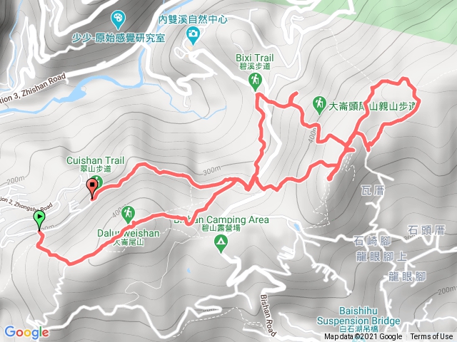 大崙頭尾山步道、甜水鴛鴦湖、北縱走路線