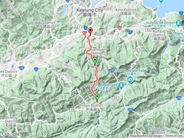 嶺腳車站→紅銹石古道→中寮尖→柬勢大崙→觀音湖山→暖暖車站