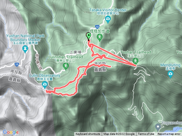 上東埔停車場-麟趾山鞍部-麟趾山三角點-鞍部-鹿林山三角點-鹿林天文台