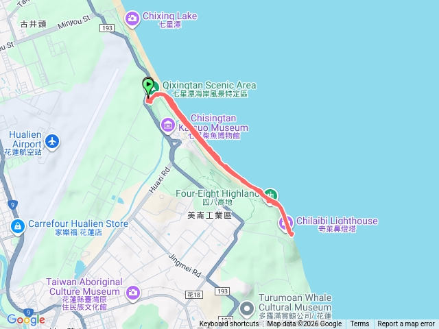 七星潭到奇萊燈塔海濱來回預覽圖