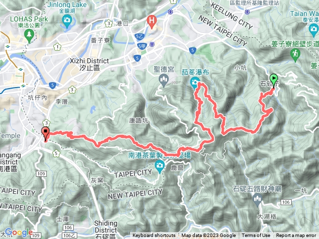 20230815  汐平路2段88號路口(搭F905)~鵠鵠崙(小坑山)~小坑頭山~鵠鵠崙產道~摃尾山~和尚頭山~四分尾山~紙寮山~十三分山~森林小學石頭公~舊莊212總站