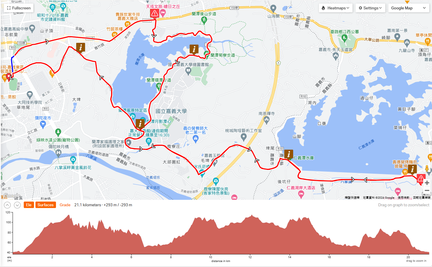 樂活報名網 - 2025嘉義雙潭馬拉松暨北回慢跑40週年紀念活動- 半馬組(21K)路線